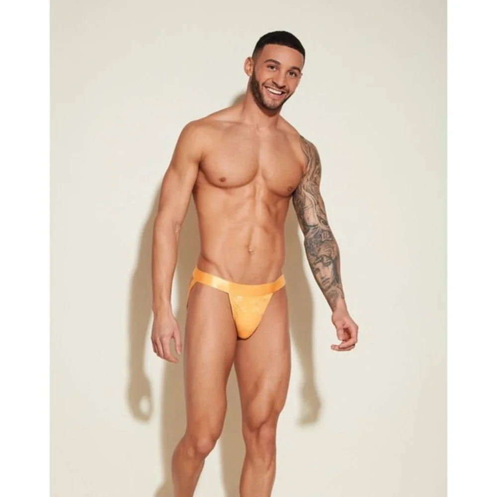 Cosabella Men's Never Say Never Lace Jock Strap Yellow Taaja Mango Size L